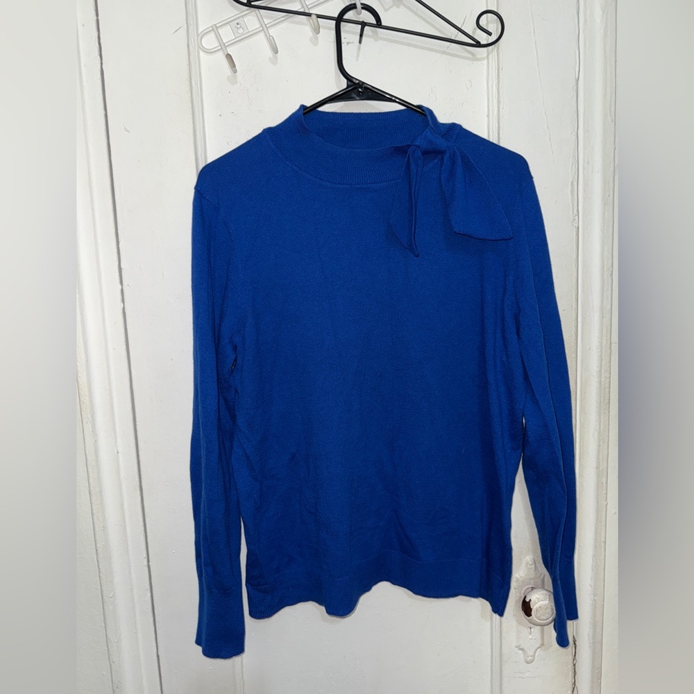 NWOT Cece Women's Royal Blue Sweater with Bow Detail/ sz L